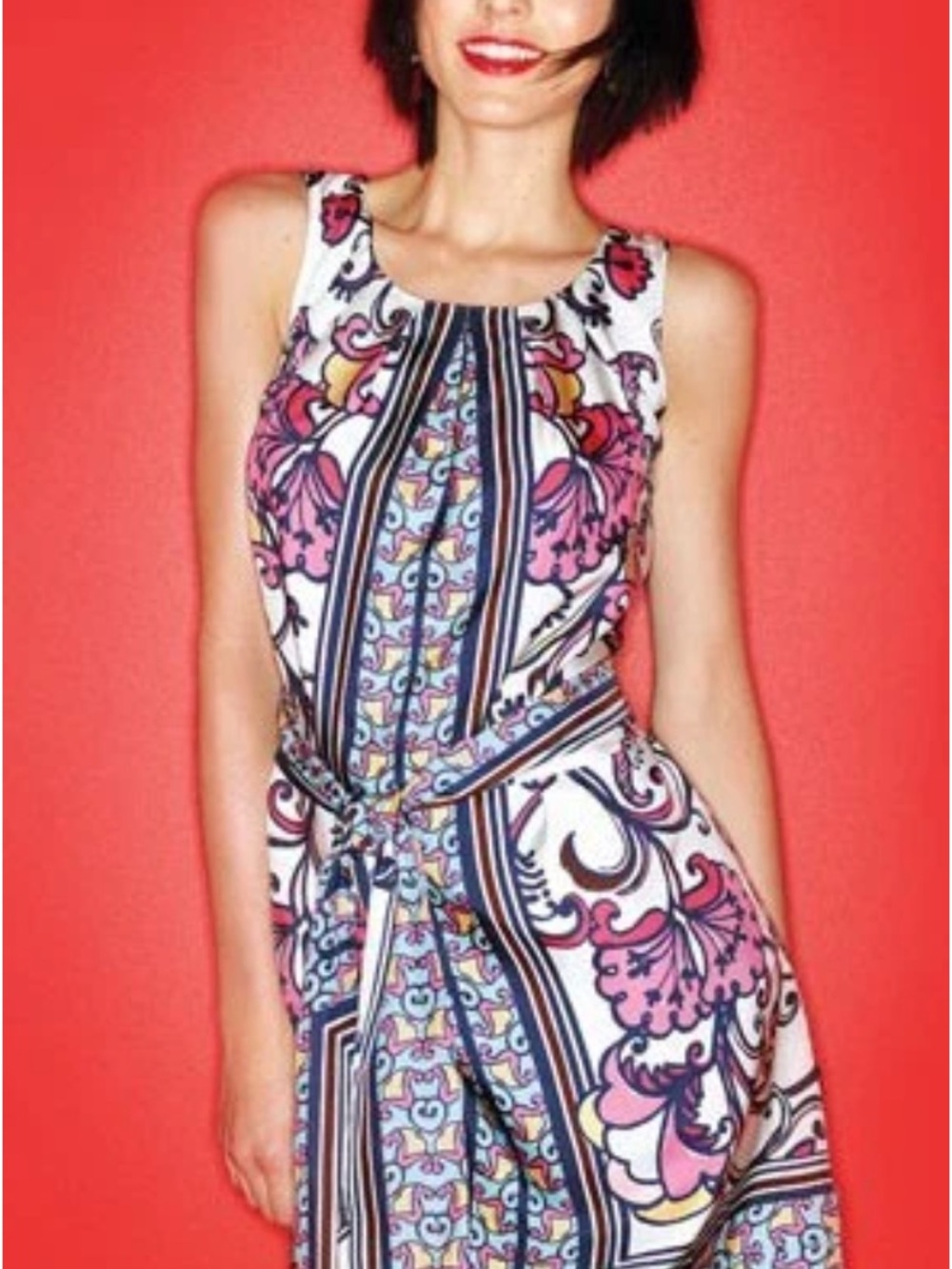 Lilly Pulitzer White Floral-Print Sleeveless Belted Dress